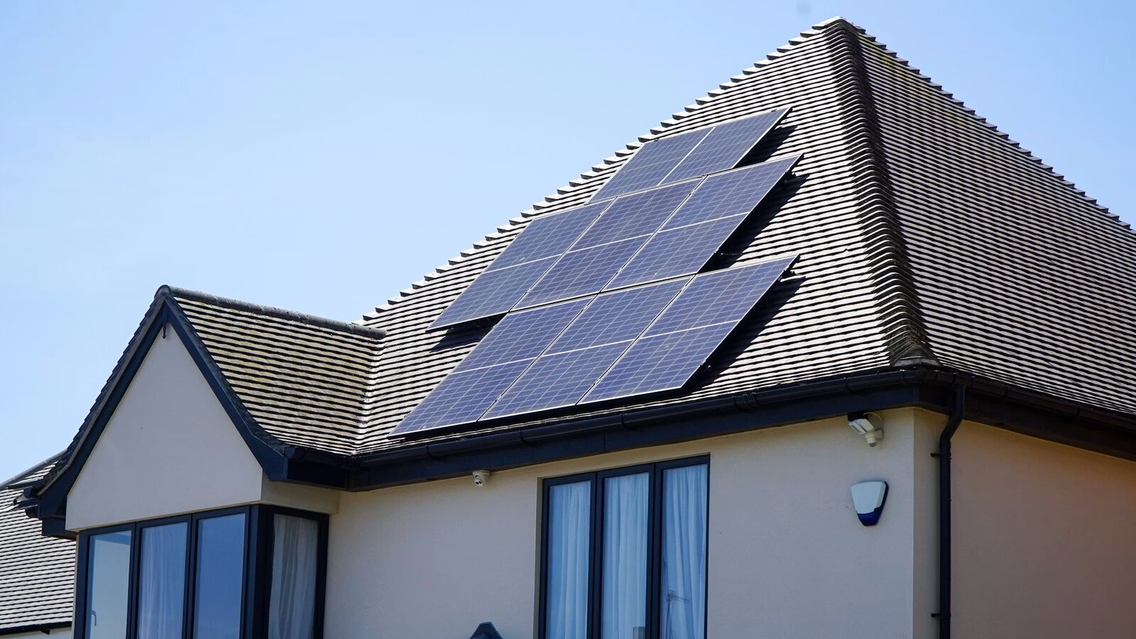 Solar PV panels installed on a residential roof in the East Midlands